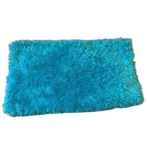 Your Zone Turquoise Blue Fuzzy Accent Blanket ~50x57in